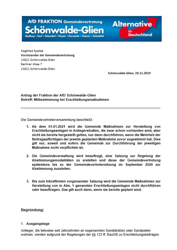 AfD-Fraktionsanträge In Der GV